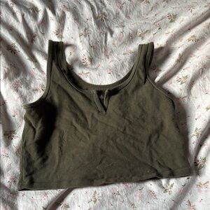 Olive Green Sleeveless Crop Top